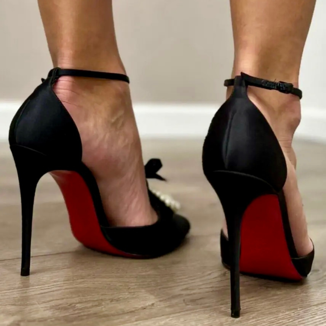 Christian Louboutin Black Goyetta 100 Embellished Satin-Crepe Pumps