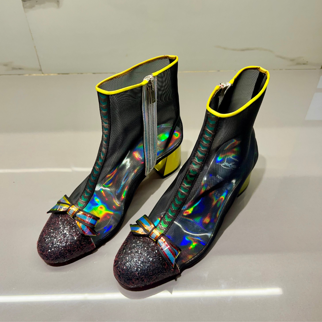 Christian Louboutin Pattern Bow Accent Boots