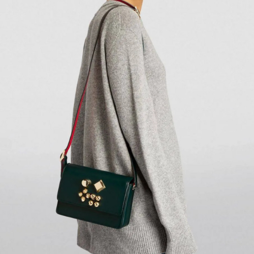 Christian Louboutin Carasky Green Leather Crossbody Bag