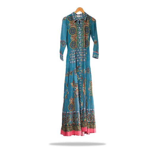 Ritu Kumar Blue Printed Dress