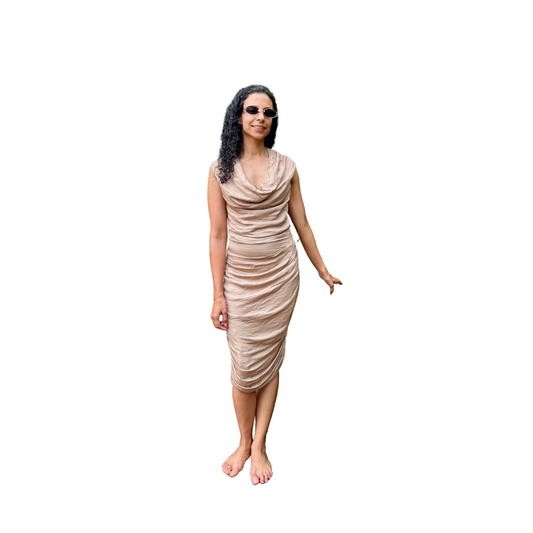 All Saints Silk Cowl Neck Dress