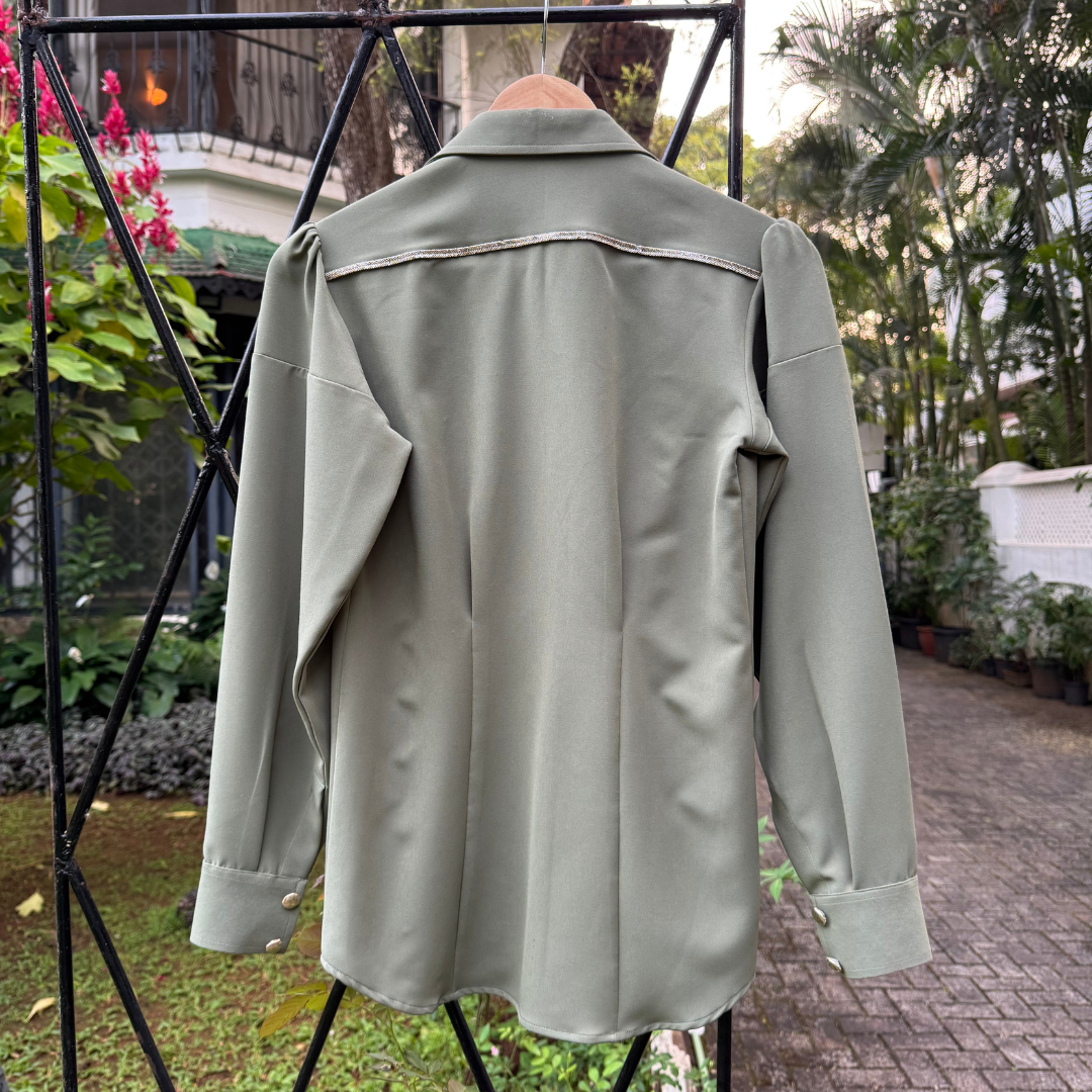 Sonam Parmar Jhawar Olive Green Shirt