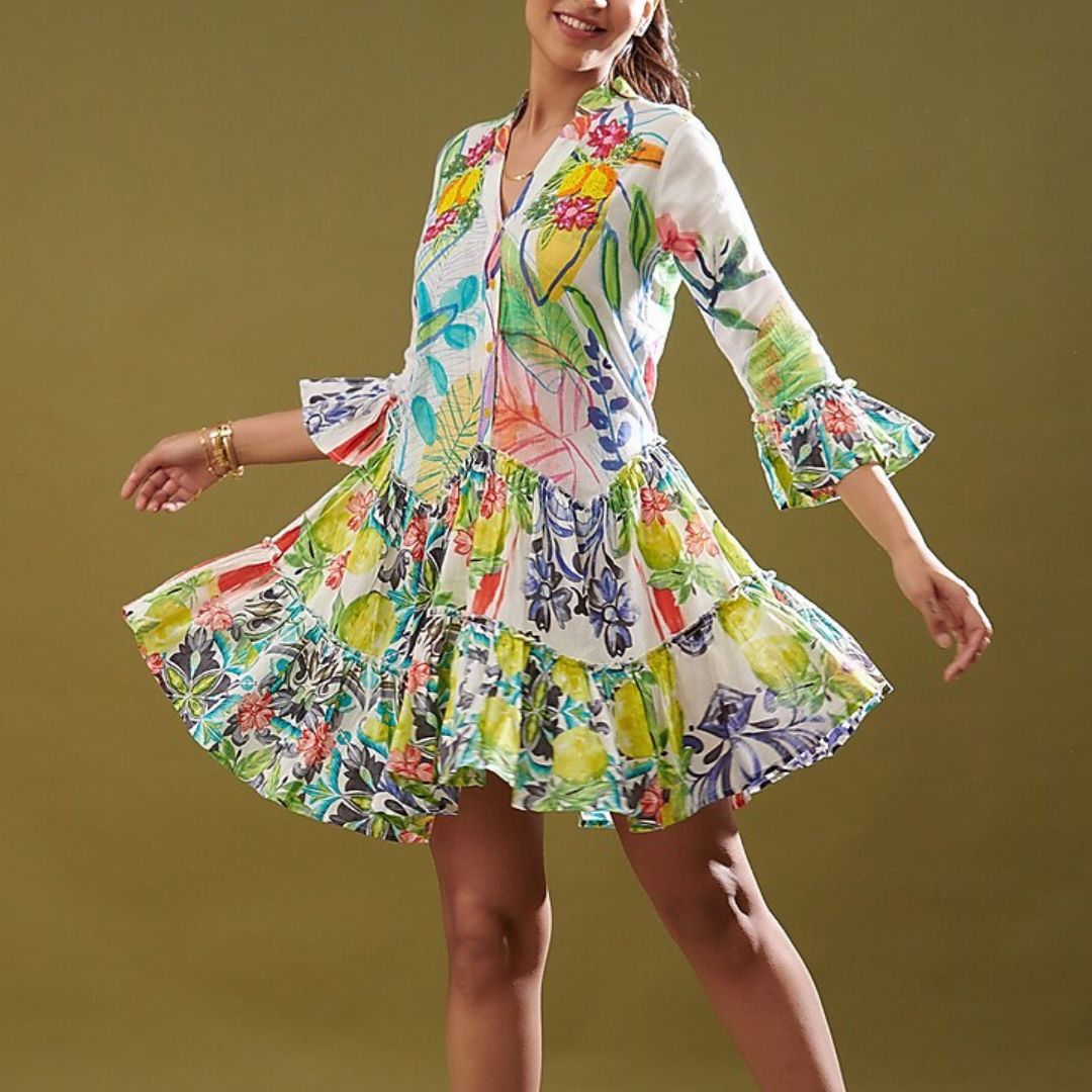 Cin Cin Multicolored Cotton Printed Dress