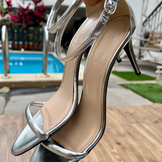 J. CREW Metallic Silver Heels