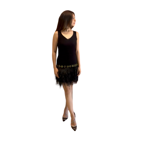 Guess by Marciano Jeweled Feather Cocktail Dress