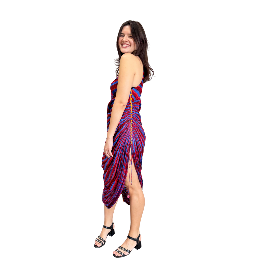 Saaksha & Kinni multicolor draped maxi dress with micro pleated texture