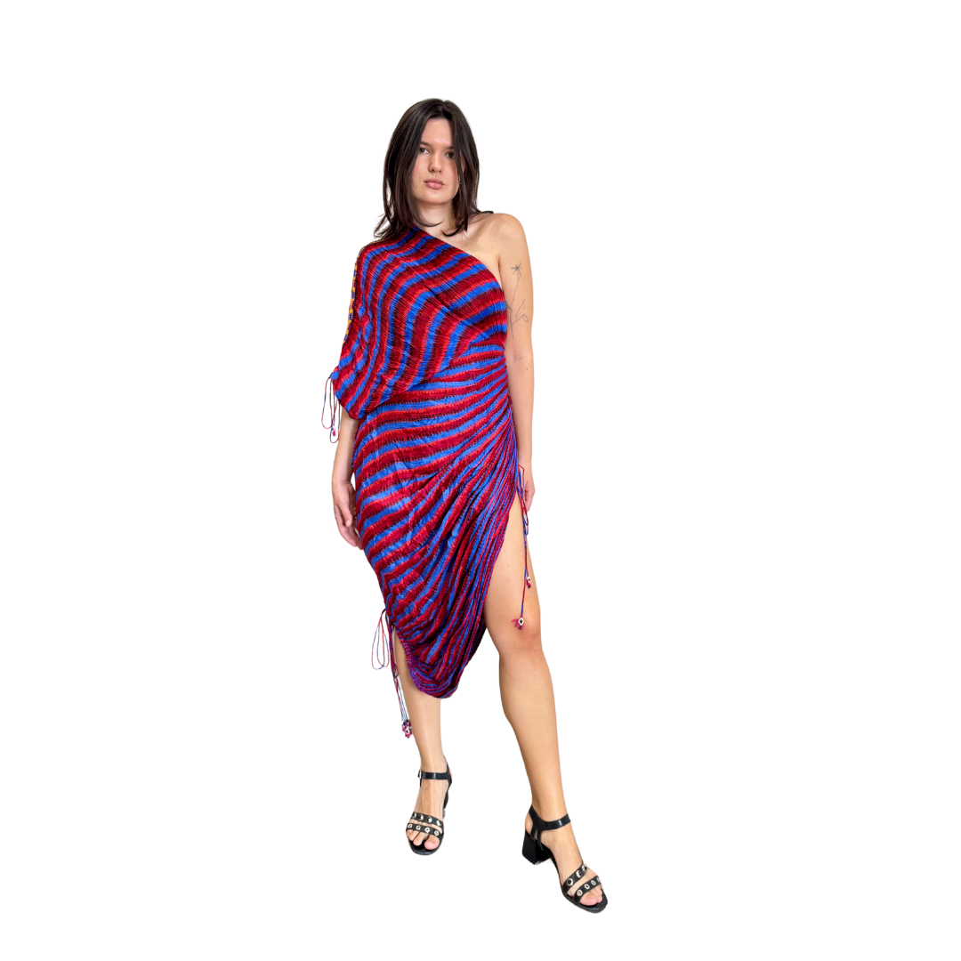 Saaksha & Kinni multicolor draped maxi dress with micro pleated texture